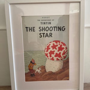 Tintin The Shooting Star wall art framed, home decor, housewarming, ideal Tintin comic fan birthday gift, for nursery or child&#39;s bedroom