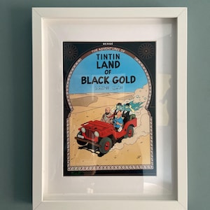 Tintin wall art; Land of Black Gold Magazine cover framed. Ideal Tintin fan birthday gift, for nursery or child&#39;s bedroom