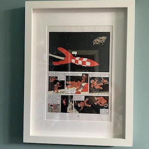 Tintin Wall Art Entdecker auf dem Mond Druck mit oder ohne Rahmen, Wohnkultur, Einweihungsparty, Geburtstag, Weihnachtsgeschenk Kind, Kinderzimmer, Comic-Fan