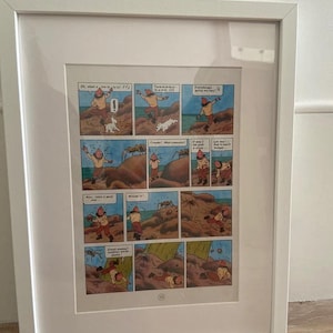 Tintin wall art; vintage Tintin from The Shooting Star magazine print framed. Ideal Tintin fan birthday gift, for nursery or child&#39;s bedroom