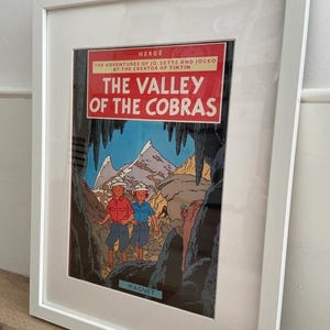 Tintin The Valley of the Cobras wall art framed, home decor, housewarming, ideal Tintin comic fan birthday gift, for nursery or child&#39;s room