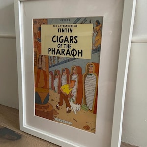 Tintin wall art; The Cigars of the Pharaoh Magazine cover framed. Ideal Tintin fan birthday gift, for nursery or child&#39;s bedroom