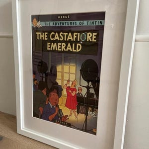 Arte de pared enmarcado de Tintín El Castafiore Esmeralda, decoración vintage para el hogar, regalo de cumpleaños ideal para fanáticos de los cómics de Tintín, para guardería o dormitorio infantil.