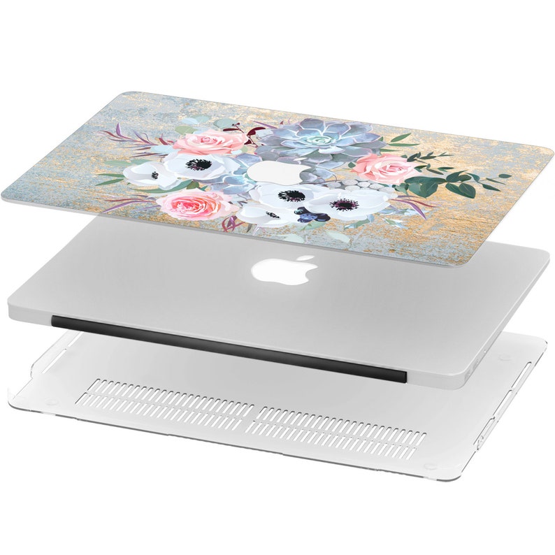 Succulent flower laptop case 15 inch Anemone bouquet Macbook Etsy