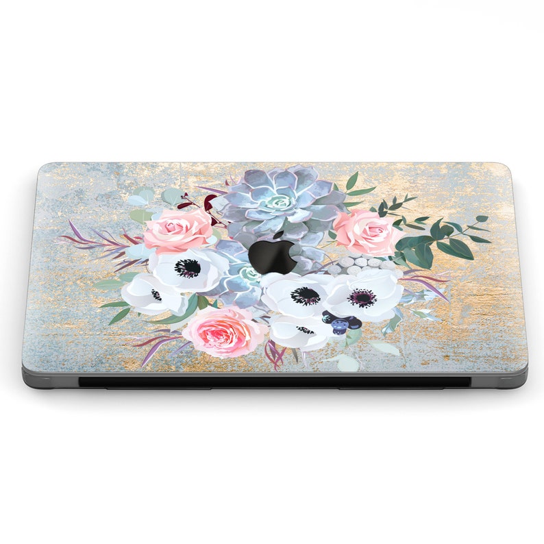 Succulent flower laptop case 15 inch Anemone bouquet Macbook Etsy
