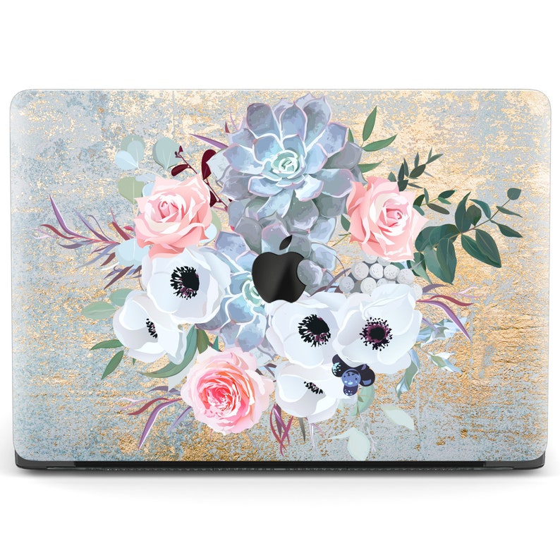 Succulent flower laptop case 15 inch Anemone bouquet Macbook Etsy