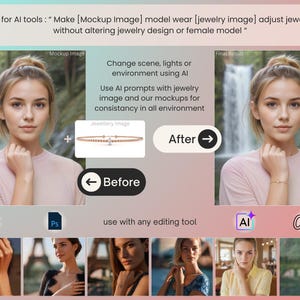 Bundle of 13+ Woman Mockup | Stock Images to Showcase Bracelet & Fine Jewelry on Realistic, High-Resolution Women’s Photo (Digital Download)