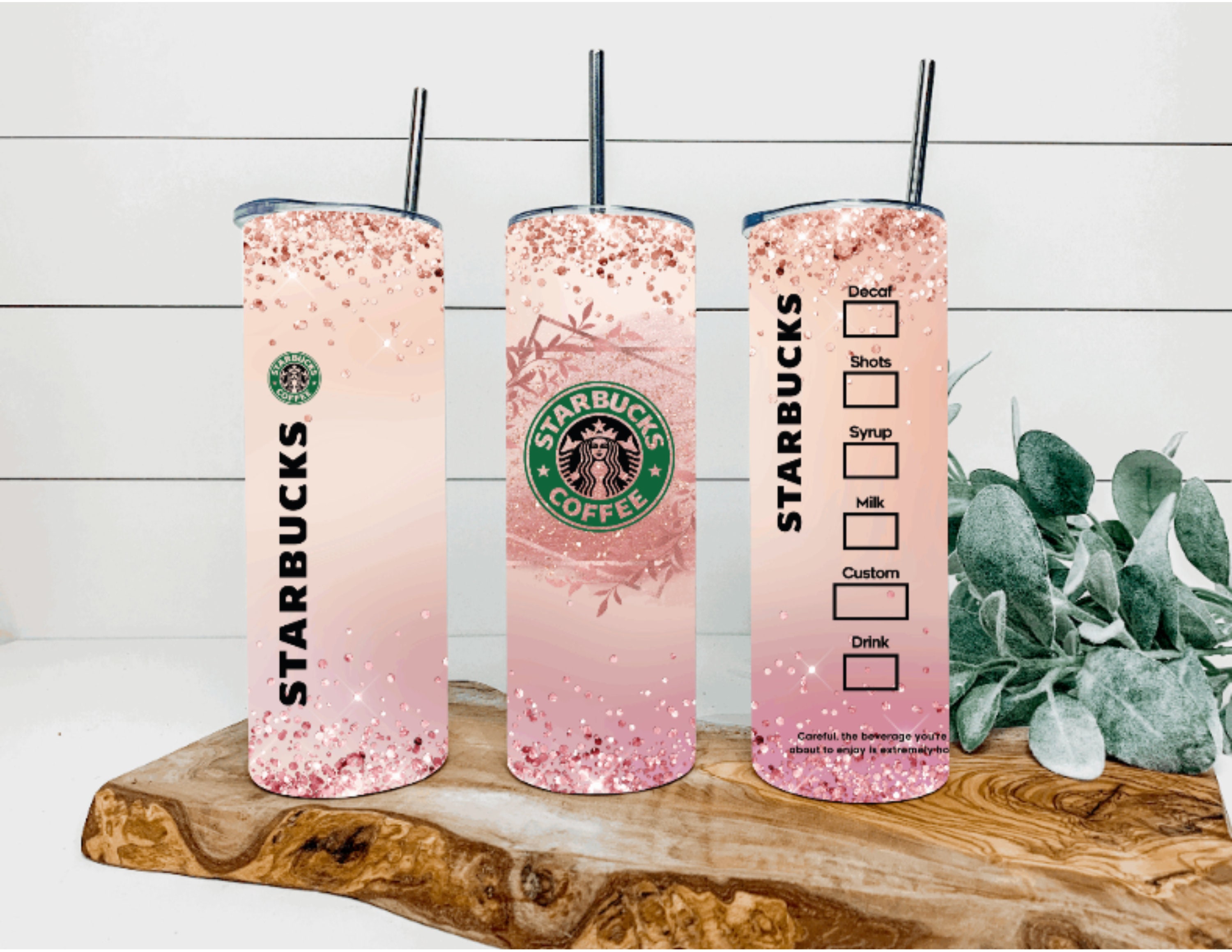 20 Oz Skinny Starbucks Rose Gold Tumbler Sublimation Digital Etsy