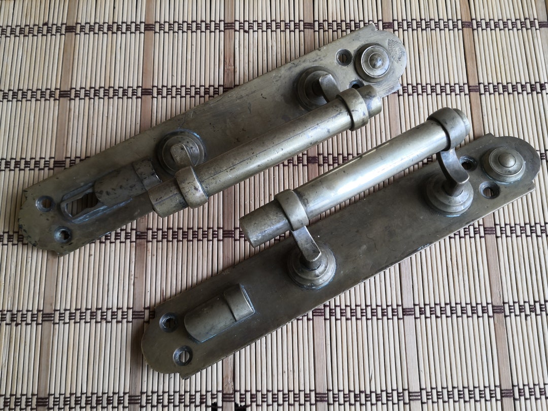 Vintage Door Handles, a Rare Brand 1900s. Two Brass Door Handles With