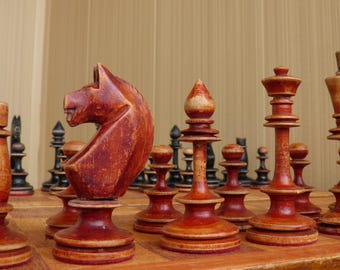 Chess. Vintage, Soviet wooden chess set "Egyptian" - a fantastic gift for men, collectors and chess lovers!!! Old wooden chess USSR 40-50s.
