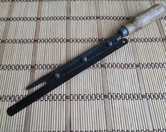 Old Soviet hand saw 50-60s. Vintage hand tool for metal cutting, plastic, wood. Hacksaw for metal. Saw for needlework. Tool for home.