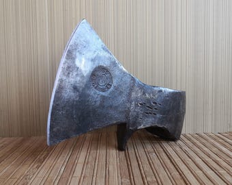 Ax head 1960 ZIK (ZIK) Woodworking Tool. Forged Ax. Vintage Soviet Bearded ax. Old carpenter's ax made in the USSR. Vintage forged Iron Ax