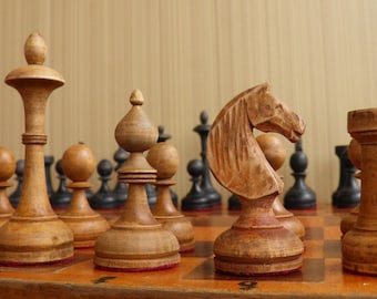 Weighted chess. Antique Soviet, weighted, chess, vintage wooden chess with weights. Antique wooden weighted chess. Rare, original chess.