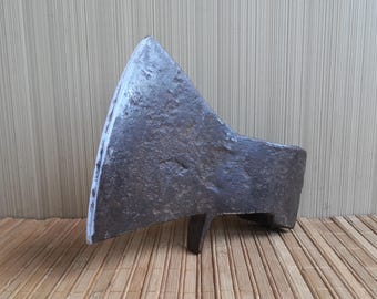 Old forged Bearded rare ax ZIK 1940s. Vintage Soviet forged rare ax. Vintage forged Iron Ax. Woodworking Tool. Bearded forged sturdy Ax.
