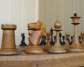 Vintage Latvian chess set in good condition. Soviet wooden chess. Vintage chess set "Star" 1951 Latvian wooden chess. Latvian chess set.