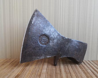 Ax head 1959 ZIK (ZIK) Vintage forged Iron Ax.  Carpenter Old Hatchet made in USSR. Woodworking Tool. Bearded Ax. Vintage sturdy Soviet ax