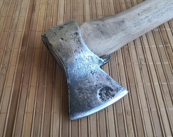 Ax head 1960 ZIK (ZIK) Vintage, small, forged iron hatchet. Woodworking tool. Bearded hatchet. Camping hatchet. Soviet small hatchet 1960s.