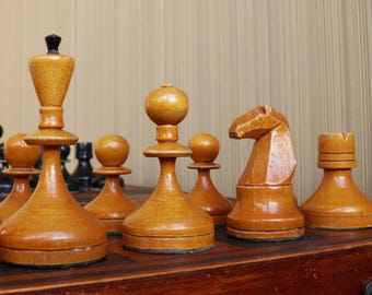 Chess set. Soviet, wooden chess set "Noble" Wooden vintage chess, Old Chess 60s. Rare original chess from the 60s. Valdai (Nobles) chess set