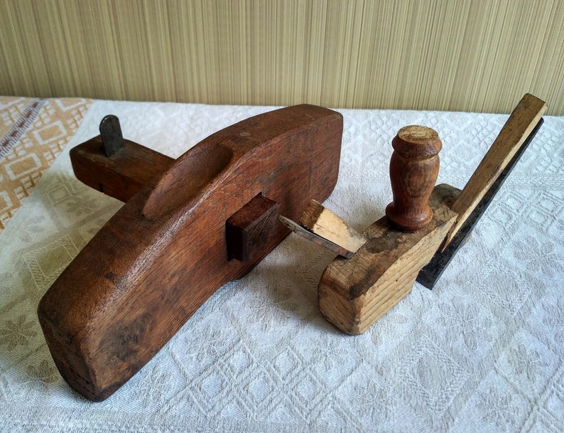 Two vintage wooden carpenter hand tools.Wood Planer.Hand Etsy