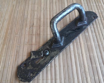 Vintage doorknob. Old steel rusty Soviet doorknob 50-60s. Old decor. Door handle 50-60s. Old door handle. Antique door handle. Retro decor.