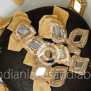 Zardozi Applique Patches: Indian Silver & Gold Embellishments (50 Pieces, 2.5cm)