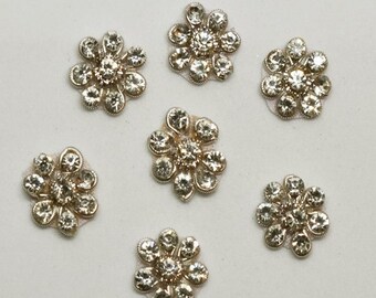 50 Tiny Flower Shaped Applique Handcrafted Rhinestone Appliques Handmade Patch Embellishments Beaded Bridal Wedding Dress Headband For Kids