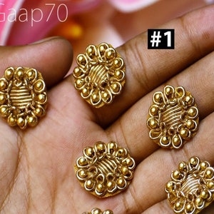 50 Tiny Appliques Patches Rhinestone Embellished Golden Embellishment Embroidery Beaded Bridal Appliques Headband DIY Crafting Accessories