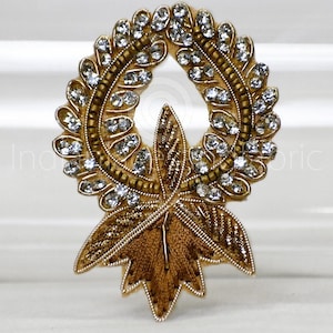 10 pc Handmade Rhinestone Applique and Patches Sew on Golden Silver Beaded Indian Bridal Headband Appliques DIY Clothing Crafting Home Decor