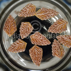 75 Handmade Appliques Patches Leaf Embroidered Indian Sewing Thread Dresses Handcrafted Beaded Patches Appliques Crafting Supply