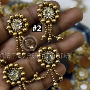 50 Appliques Patches Rhinestone Handmade Embroidered Indian Sewing Thread Dresses Handcrafted Beaded Patches Appliques Crafting Supply
