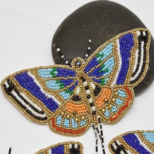 2 pezzi patch appliques farfalla blu fatti a mano decorativi fatti a mano ricamati indiani per cucire abiti in rilievo patch fai da te forni