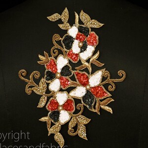 4 Pc Indian Embroidered Beaded Patch Appliques Sewing Decorative Floral Thread Sequin Applique Dresses Patches Handmade Home Decor