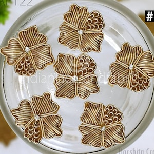 40 Zardozi Flower Appliques: Indian Embroidered Embellishments (3 cm)