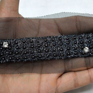 Black Beaded Trim by the Yard Bridal Belt Sashes Wedding Dress Embellishments Costume Beads Ribbon Fashion Trimmings Christmas Decor Laces