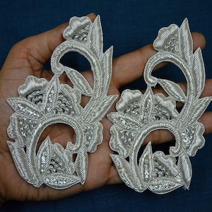 8 Piece Bullion Handmade Patches Appliques Decorative Indian Wedding Dresses Gold Patches Christmas Decor Sewing Crafting Supply Patches