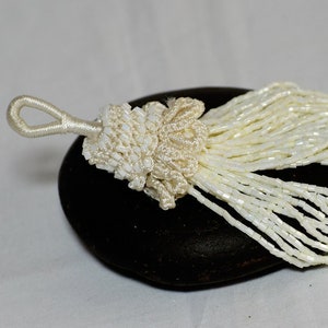8 Pieces Ivory Decorative Indian Handmade Beaded Tassels Decor DIY Crafting Jewelry Charms Embellishment Bridal Latkans Curtains Tiebacks