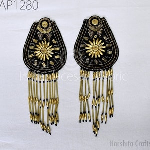 2 Pairs Epaulet Fringe Shoulder Badge Patches Tassel Chain Suit DIY Fashion Tassel Crystal Applique for Wedding Dance Punk Costume Crafting