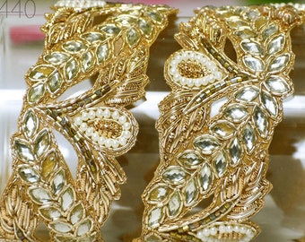 9 yards Kundan Zardosi Gold Trim: Indian Bridal Dress Embellishment
