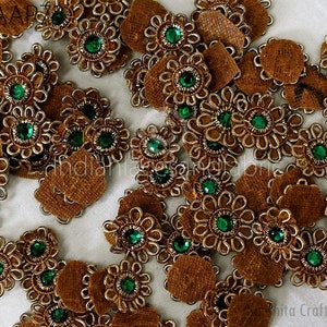 100 Tiny Zardozi Appliques Patch Rhinestone Decorative Sewing Accessory Indian Small Beaded Applique DIY Craft Headband Scrap Booking Decor