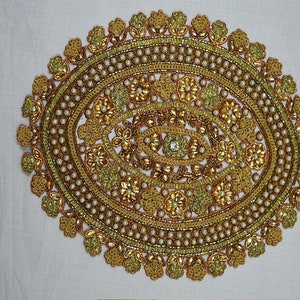 2 Pc Mandala Gold Indian Patch Appliques Dresses Handmade Thread Embroidered Applique Decorative Sewing Crafting Sewing Clothing Accessories