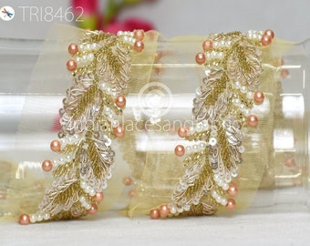 Beaded Sari Border: Handcrafted Indian Floral Trim, Zari Lace