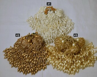 TASSELS Handmade Tassels Beaded Charms Set of 2 BLACK Beaded Tassels Brass Coin Tassels Latkans Cotton Tassels Indian Tassels