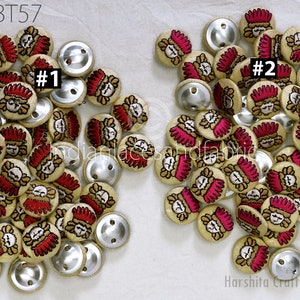12 Pc Button Decorative Handmade Indian Embroidered Hand Embroidery Button Fabric Cloth Covered Embellishment DIY Crafting Sewing Closures