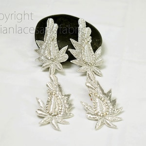 20 Pc Silver Paisley Christmas Appliques Decorative Sewing Indian Dresses Appliques Handmade Patches Crafting Supply Decor Beaded Patches