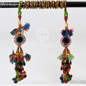 6 pezzi di nappe fatte a mano, kutch tribale gypsy cotone decorativo per abiti, abbellimenti per accessori per capelli, cammelli fai da te ciondoli artigianali gioielli