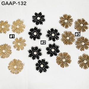 Tube Bead Floral Applique: Handmade Indian Dress Embellishment (10 pc, 3 inch)