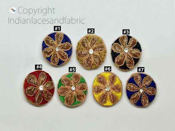 12 Pieces Buttons Zardozi Handcrafted Decorative Embellishment