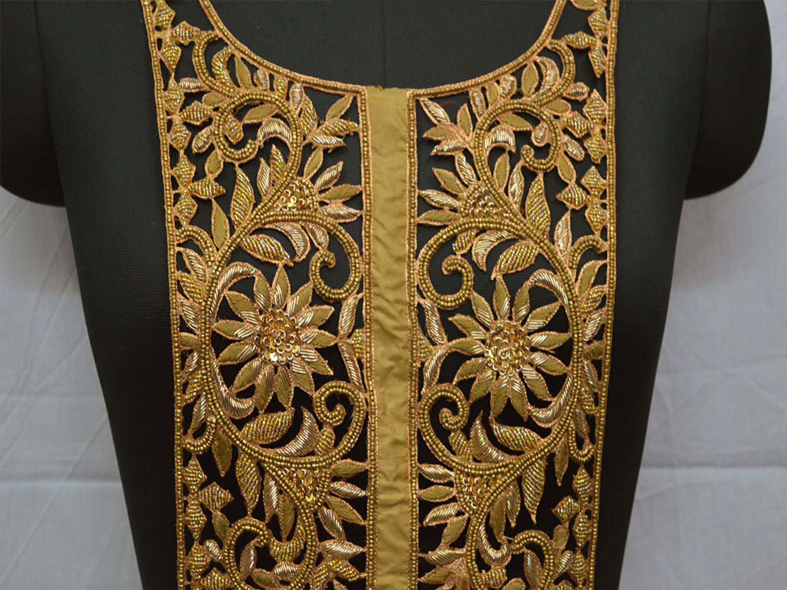 Decorated Zardosi Gold Neck Patches Crafting Hand Crafted - Etsy India