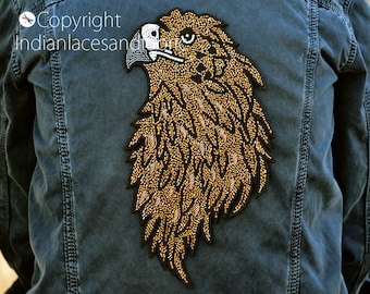 Handcrafted Beaded Eagle Sew on Denim Jackets Shirts Patches Embroidered Backpack Patch DIY Decorative Appliques Crafting Home Decor