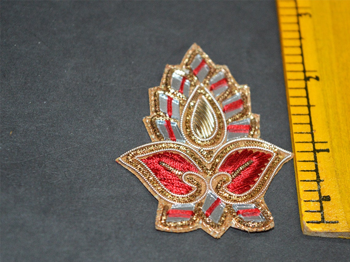 Red Applique Sold by 5 Pieces Decorative Applique Golden Etsy